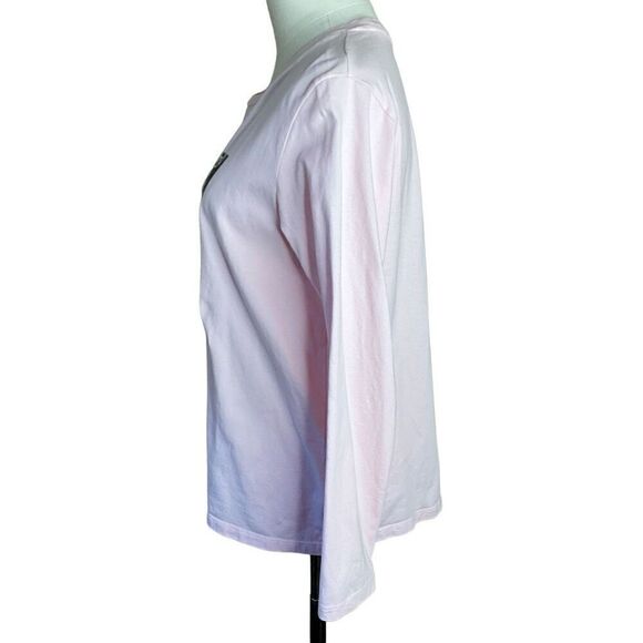 Levis Womens Size Large Graphic Tee T Shirt Pink Long Sleeve Crewneck Pullover - Picture 6 of 10